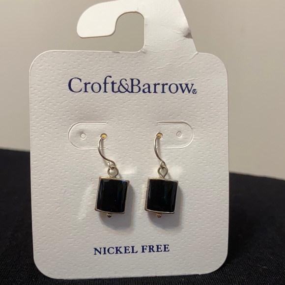 {Croft & Barrow} Black Square Drop Earrings - Nickel Free, New with Tags - Picture 3 of 6